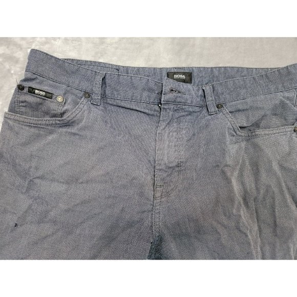 HUGO BOSS Maine1-10 Men Stretch Pants 36x35 Black Gray Straight FLAWED NO BUTTON - Picture 3 of 11